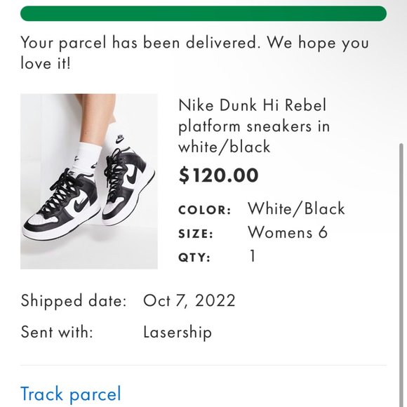 Nike Dunk Hi Rebel platform sneakers in white/black - Picture 6 of 6